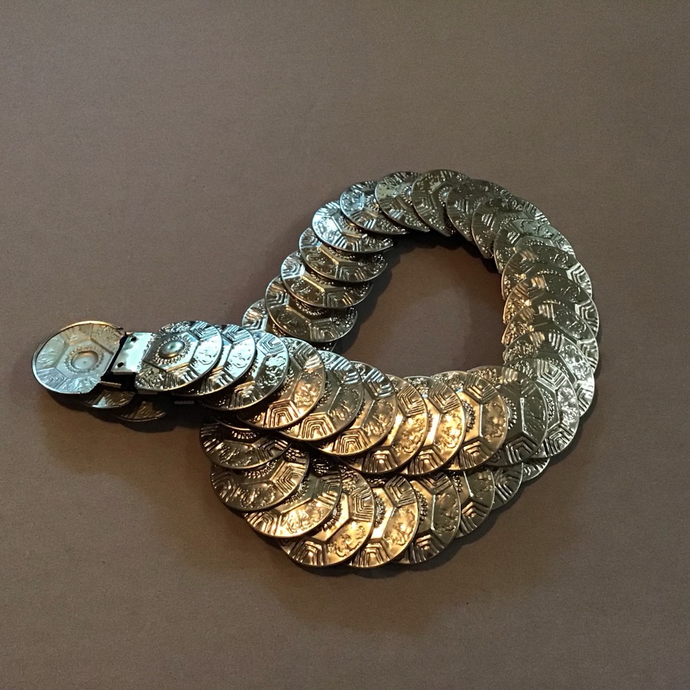 Vintage Stretch Belt Gold Tone Metal  Coins Belt 70s/80’s One Size #Boho #Glam